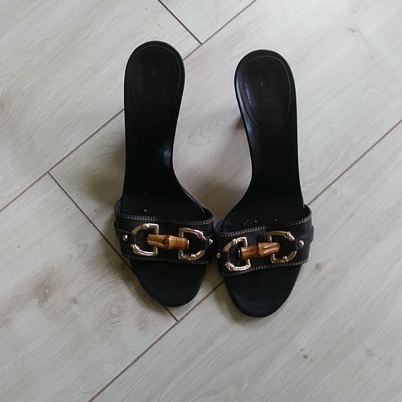 GUCCI HORSEBIT LEATHER & BAMBOO HEELS 37 - Picture 2 of 9